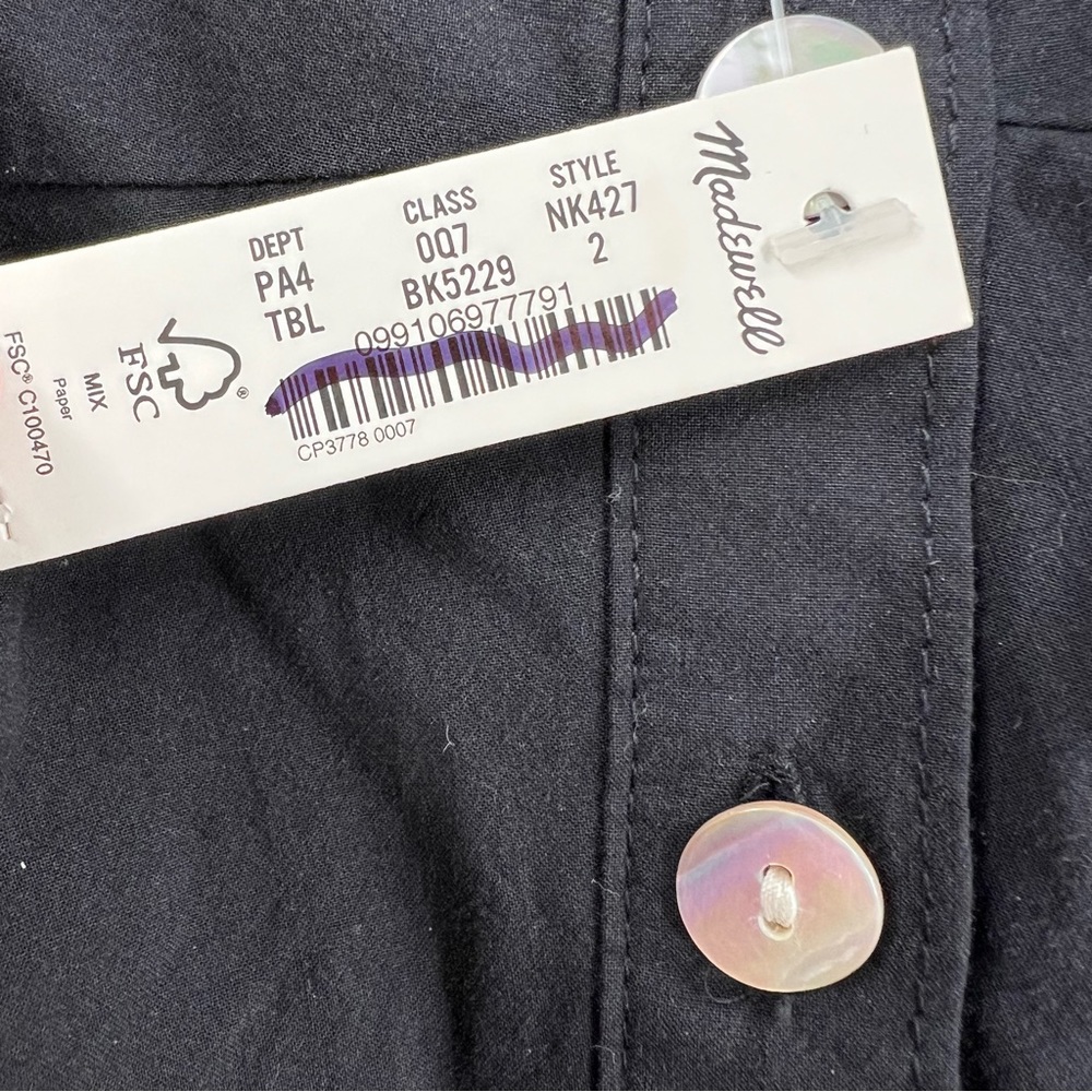 Madewell NWT Button-Front Tiered Midi Dress in True Black size 2 - Picture 5 of 9